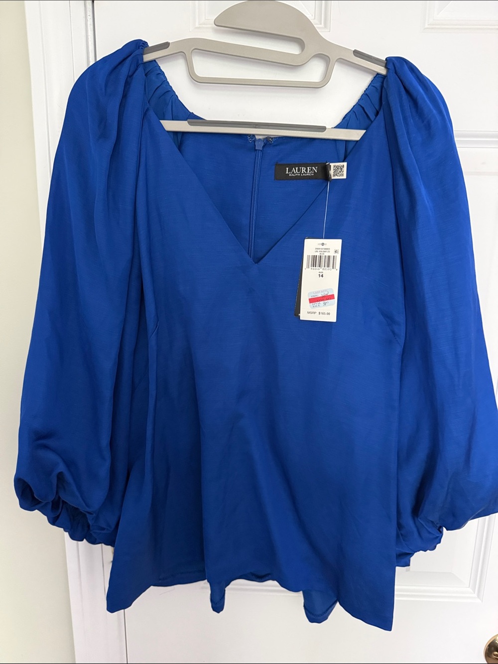 NWT Ralph Lauren Puff-Sleeve V-Neck Top